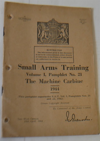 Small Arms Training Volume 1, Pamphlet No 21 The Machie Carbine 1944