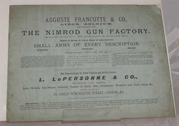 the Nimrod Gun Factory, Machine Made Sporting Guns, Rifles And Revolvers On The Interchangeable System